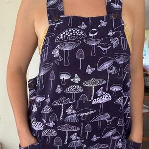 Purple Mushroom Print Overalls